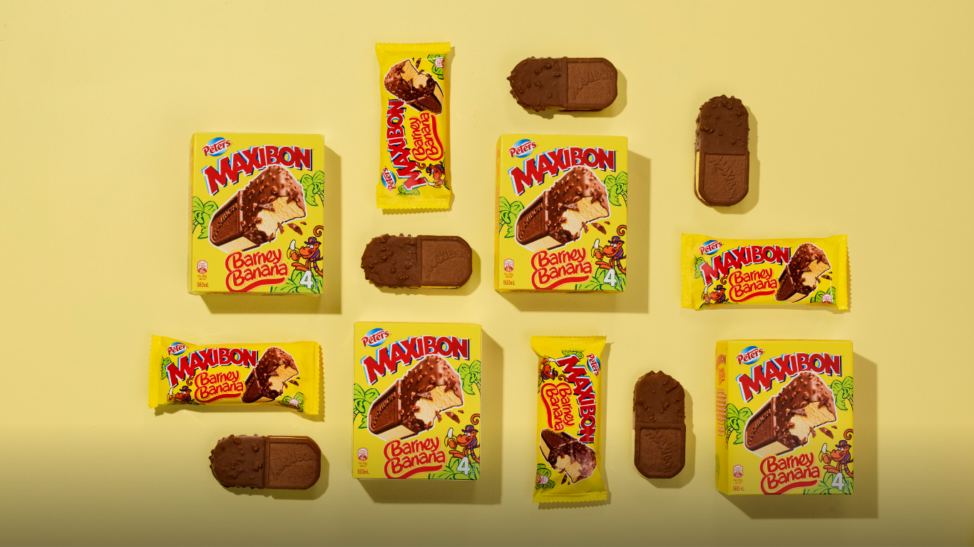 Maxibon and Barney Banana team up for a nostalgic new release